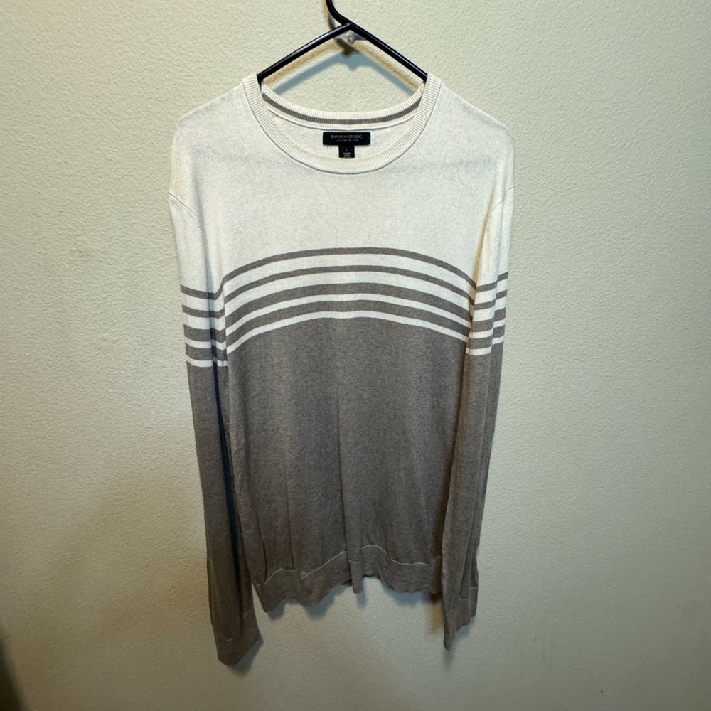Banana Republic Luxury Blend Silk Cashmere Sweater Men’s L Striped Knit